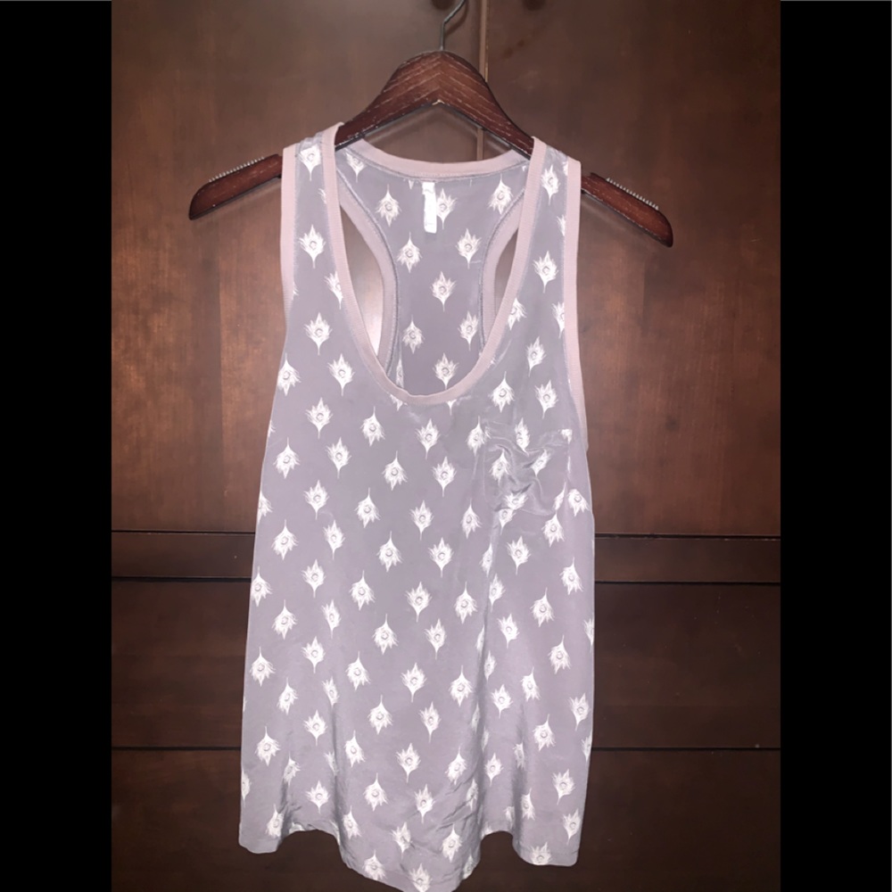 Joie silk racer back tank feather print